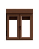 Ventana PVC oscilobatiente con persiana roble 5 cámaras 117x100cm
