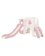 Tobogán infantil 5 en 1 rosa/blanco parque para niños + 3 años