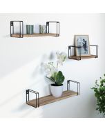 Estanterías pared industriales madera y metal negro - lote 3 - 43 cm