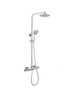 Kibath columna ducha termostática redonda de 75-125 cm cromo brillo