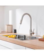 Grifo de cocina cepillado con 2 funciones, pulverizador extraíble, mezclado