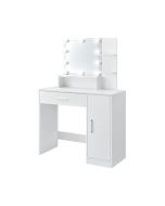 Tocador moderno con luz LED 90x38x137 cm blanco ml-design