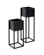 Juego de 2 soportes de metal para macetas 21 x 50/70 x 21cm negro