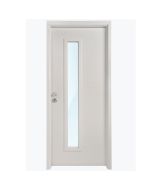 Puerta de entrada metálica Quart 4r con vidrio y 3 paneles blanca derecha 210x91cm