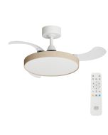 Ventilador de techo blanco/tela con luz led y motor DC 91cm Baran Arteconfort