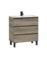 Conjunto mueble de baño y lavabo Galia color roble 80x45cm