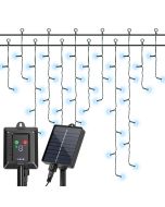 Aigostar cortina luces navidad para exterior solares, 3m+5m*0.6m