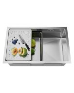 Fregadero de cocina bajo encimera con escurridor 70x44 cm plateado