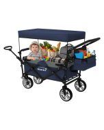Carro de mano plegable con toldo azul-gris transporte para la playa