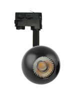 Foco LED cromado negro orientable 10w fenix, carril trifásico, 3000k