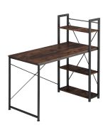 Escritorio estilo industrial 3 estantes 122x61x120 cm madera oscura