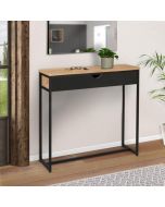 Consola industrial con 1 cajón negra - 90x30x85 cm