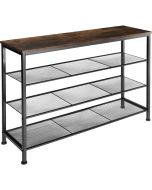 Zapatero estilo industrial y 3 estantes 100x30,5x72,5 cm madera oscura