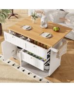 Isla de cocina con ruedas y puerta abatible blanco 88x133x37,3cm