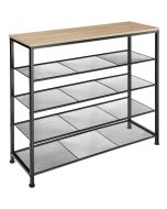 Zapatero estilo industrial y 4 estantes 100x30,5x93 cm madera clara