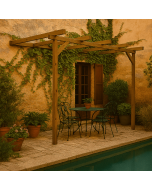 Pérgola madera adosada kai vidahuerto – 240x240x240 cm a 270 cm.