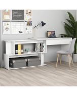 Escritorio de esquina madera contrachapada blanco 200x50x76 cm