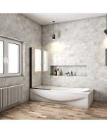 Aica mampara de bañera abatible,vidrio 6mm,negro mate, (78-80)x140cm