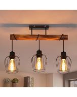 Nettlife lámpara colgar  metal y madera negra lámpara vintage E27