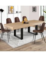 Mesa comedor industrial extensible madera negra - 160-200 cm