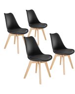 4 sillas de comedor, asiento acolchado, ergonómicas y estables, negro