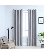 Cortinas opacas con anillas de metal 2 pzs gris 140x175 cm es6943