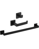 Valaz accesorios baño cuadrados negro mate toallero+1percha+portarollos