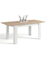Mesa de comedor extensible 140-190x90 cm sira blanco - roble
