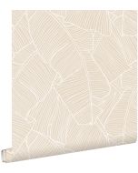 Estahome papel pintado hojas beige 53 cm x 10.05 m
