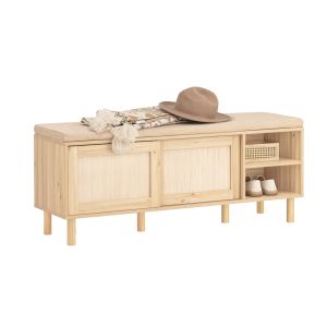 Banco zapatero con 2 puertas y 2 estantes fsr163-n sobuy