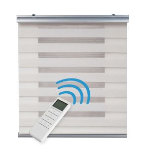 Estor enrollable motorizado noche y día acabados premium beige 180 x 250cm