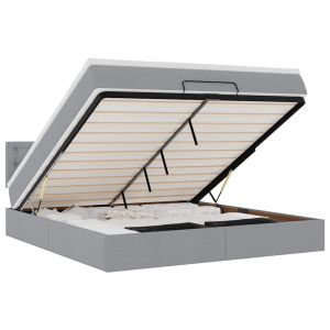 vidaXL cama otomana con colchón y LED tela gris claro 180x200cm