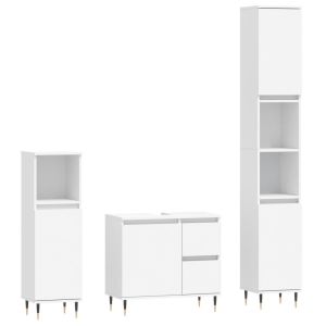 vidaXL juego de muebles de baño 3 pzas madera contrachapada blanco