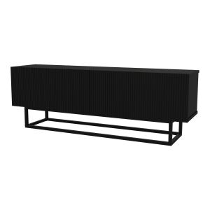Mueble de tv verpsboga con 2 puertas base corta 135x32x47cm negro [en.casa]