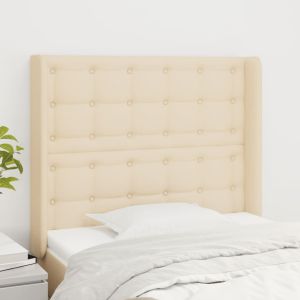 Cabecero con orejas de tela color crema 83x16x118/128 cm eerf2551