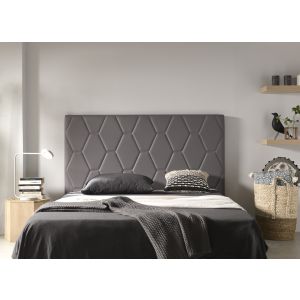 Cabecero ágata para cama de 100 de polipiel gris 115x115x8.