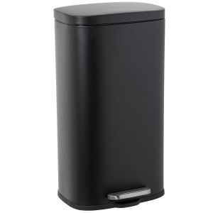 Papelera acero inoxidable 30l. Con pedal negra