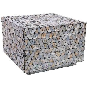 Mesa de centro de madera y madreperla gris 65x65x45h cm