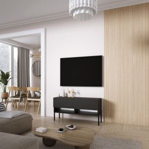 Mueble tv contemporáneo - negro mate - patas metal - LED - 100x32x52