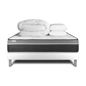 Pack cama completa - colchón 180x200cm + somier con láminas (kit) + 2 almoh