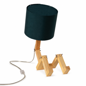 Lámpara de mesa articulada de madera con pantalla verde oscuro E27