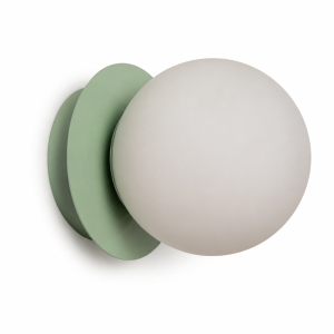Aplique de pared base verde salvia bola vidrio opal d15 cm E27