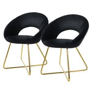 2x silla de comedor/salón asiento ergonómico terciopelo negro