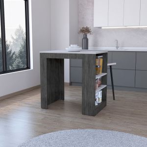Tuhome isla de cocina harlan, superficie con 3 estantes