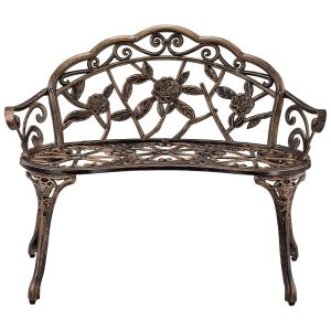 Banco para jardín monfalcone exterior 2 plazas hierro 99x54x78cm bronce