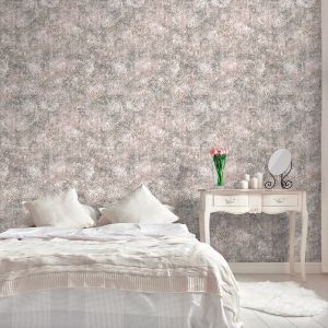 Papel pintado tnt textura pintada efecto hojas botanical rosa