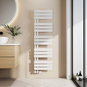 Emke radiador toallero agua caliente 1320x400mm, 570w, blanco, lateral