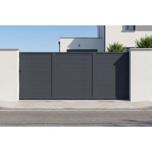 Puerta corredera eiger de 4,5 m y 180 cm de alto + puerta peatonal eiger de