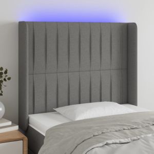 Cabecero con LED de tela gris oscuro 93x16x118/128 cm eso8307