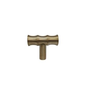 Tirador mueble tipo "t" bamboo en latón satinado macizo